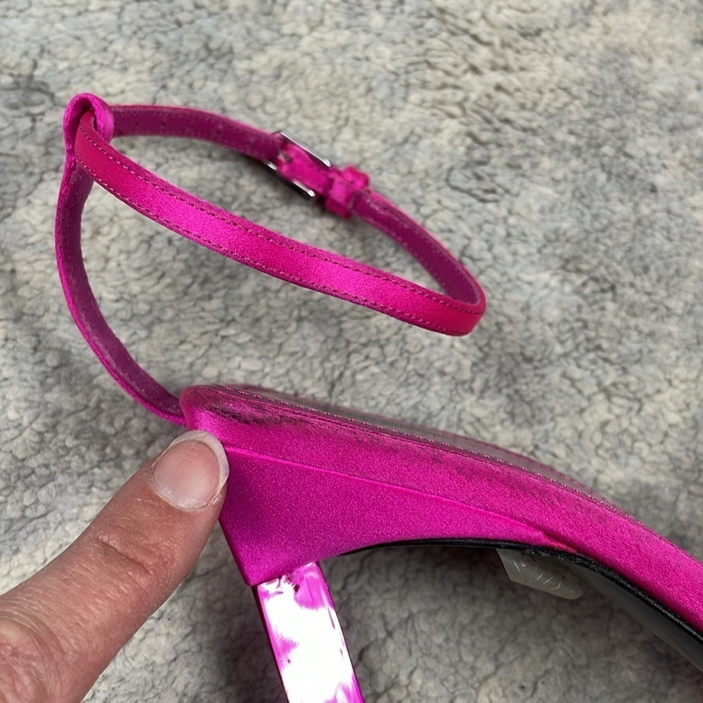 New The Attico Perine Satin Pumps Pointed Toe Fuchsia Pink Sz 36.5 - Picture 12 of 16